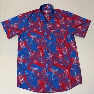 Dixxon Flannel Co The Mixxer Shirt Mens Size Small Blue Red Drink Cocktail Print